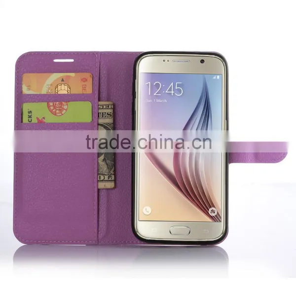 HOT SELLING Luxury Case for Samsung GALAXY S7 PU Lichee Leather Flip Cover With Wallet photo-3