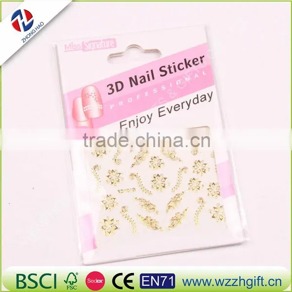 New Gold 3D Nail Stickers,Metallic Mix Designs Flowers Nail Decal,Beauty Creative Nail Art Decoration photo-2