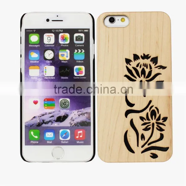 Beautiful Flower Hollow Out Good Hand Feeling PC/TPU & Wood Two in One Phone Case for Iphone 6 photo-2