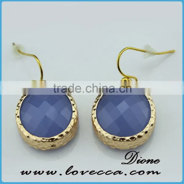 New Arrival Jewelry Simple 18k Gold Earrings Designs With Green Glass Stone photo-6