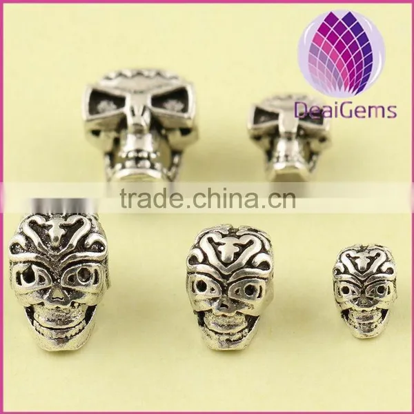 925 Sterling Silver 10mm Skull Beads,tibetan Silver Beads