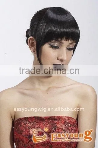 Black Hairpiece Fringe, Synthetic Hair Clip on Bang Hair Pieces
