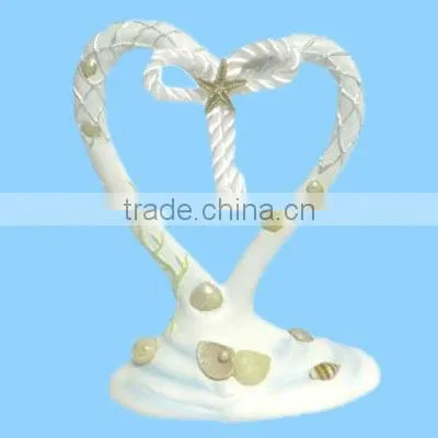 Beach Themed Heart Wedding Cake Topper