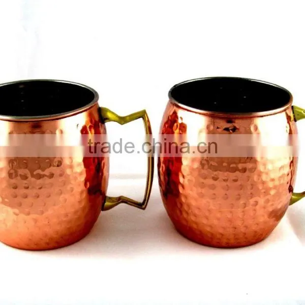 FDA APPROVED SMOOTH PURE COPPER MUG WITH BRASS HANDLE & NICKLE LINED INSIDE photo-2
