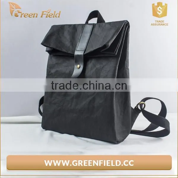 Black Kraft Paper School Bag Backpack, Washable Paper Bag for Men photo-3