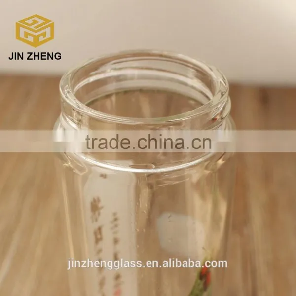 300ML Chinese Style Printing Double Wall Glass Bottle Glass Water Pitcher photo-2