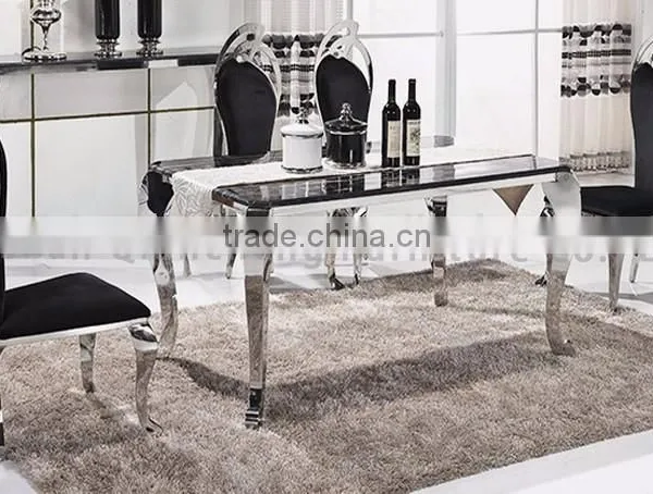Marble Top Stainless Steel Dining Table Set for Living Room Furniture photo-3
