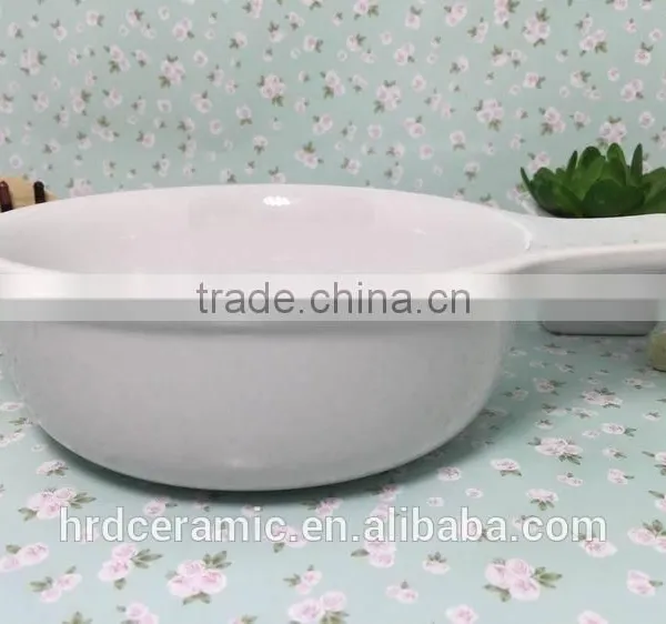 High Quality Stocked White Ceramic Sauce Boat With Handle photo-3
