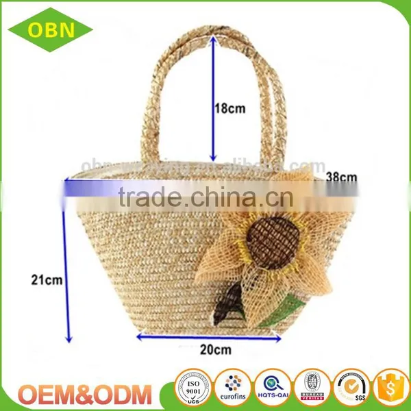 Wholesale Custom Beautiful Convince Hand Woven Bohemian Fashion Lady Straw Beach Bag photo-3