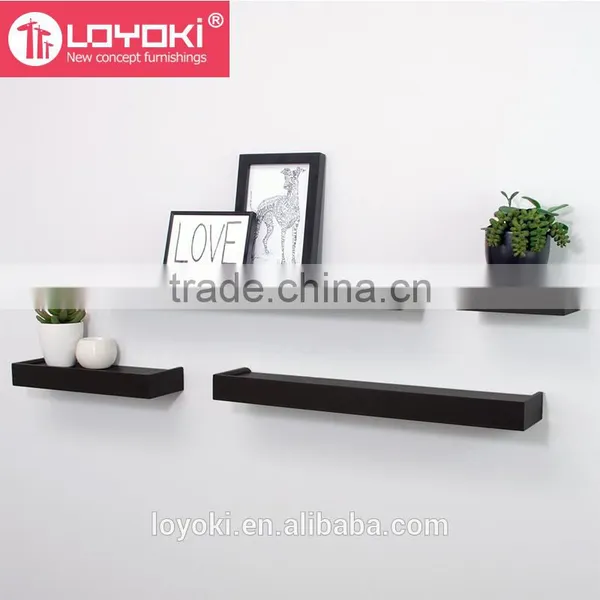 Mdf Wood Home Wall Mount Shelf Floating Shelf Vertigo Set of 4 Ledge Shelves photo-3