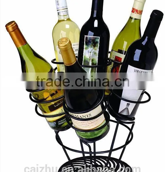 Wholesale 6 Bottle Shape Round Metal Wine Holder