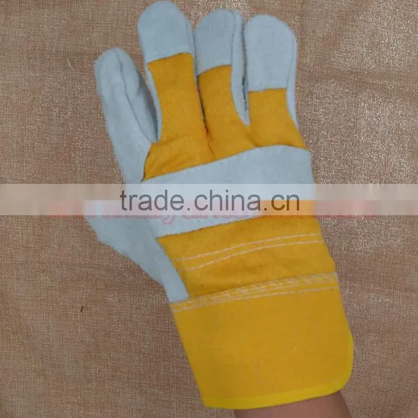 Color Safety Gloves,Cow Split Leather Work Glove,Leather Cotton Welding Gloves photo-3