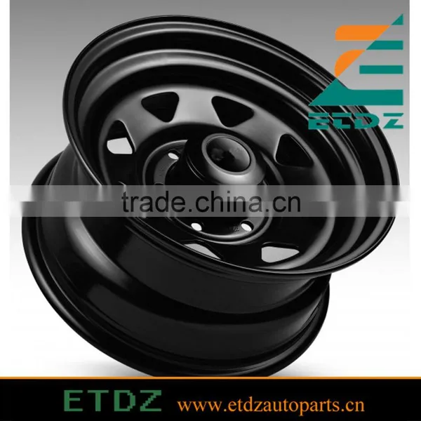14x6 Eight Spoke Terra Black With no Pin Steel Wheels for 4x4, SUV & Trailers photo-2