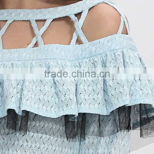 Lady Fashion Cutting Long Peasant Sleeve Blouse Design photo-2