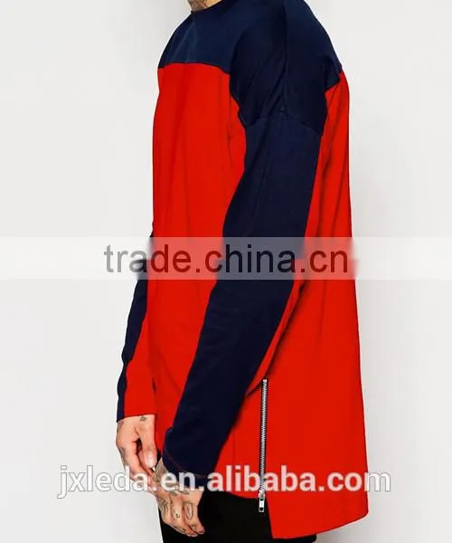2016 Summer Fashion Men Hip Hop Style 50 Coton / 50 Polyester Longline Long Sleeve T-shirt OEM photo-3