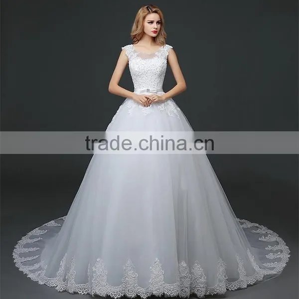 Women Sexy Strapless See-through Hollow Back Beaded Lace Appliqued Wedding Dress Back Straps Crossover photo-3