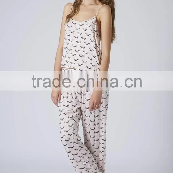 Heart Print Sleeveless Girl in Pajamas Photo photo-3