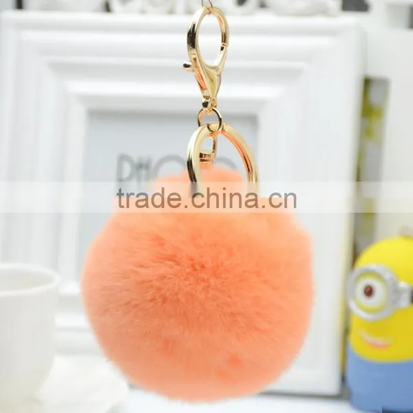 Myfur China Supplier Genuine Rex Rabbit Fur Ball Key Ring Colorful Customized Real Pom Poms Tassel Keychains photo-4