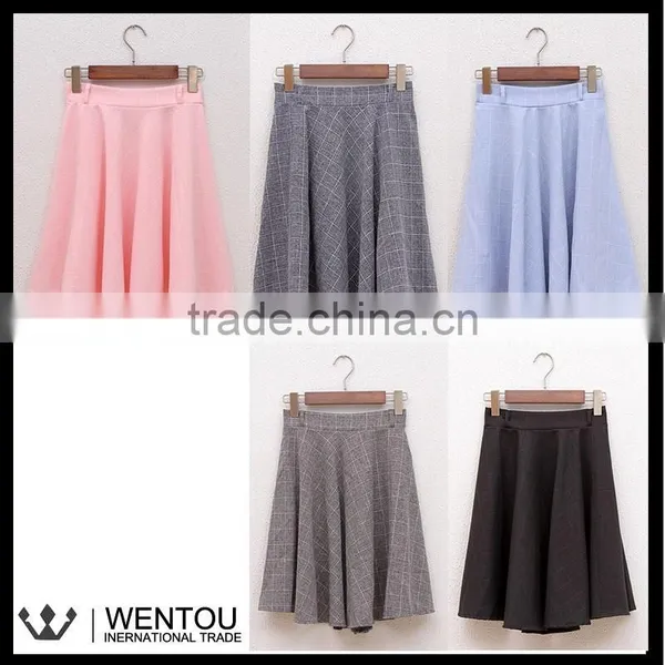 Wholesale Simple Fashions Flared Plaid Skirt photo-6