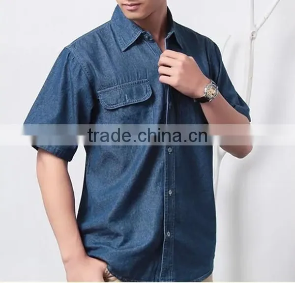 Big Yards of Cotton in the Summer of Men's Denim Shirts With Short Sleeves photo-4