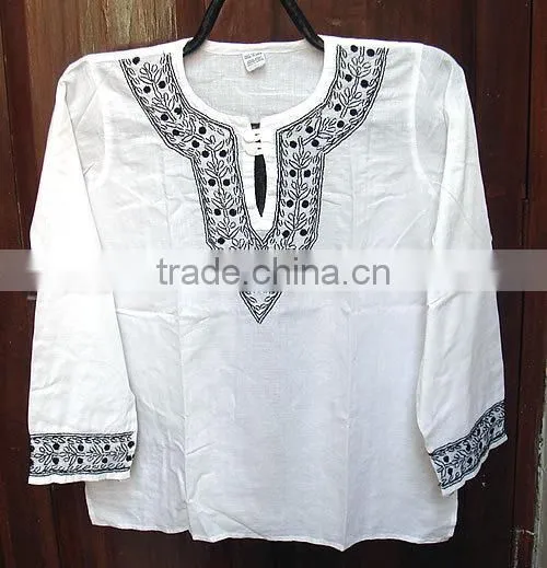 Chikankari Kurti Beautiful Indian Chikan Embroidery Kurti Tunics Lucknowi Emboidered Ladies Kurti Tunic Tops For Women
