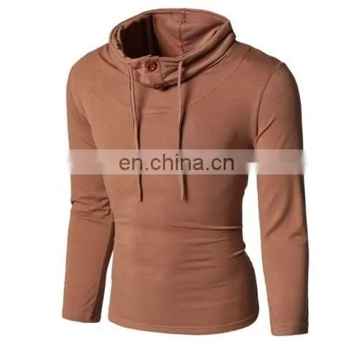 Hot Selling T-Shirt Men Button Front Long Sleeve Round-neck Solid Casual Slim Tops photo-4