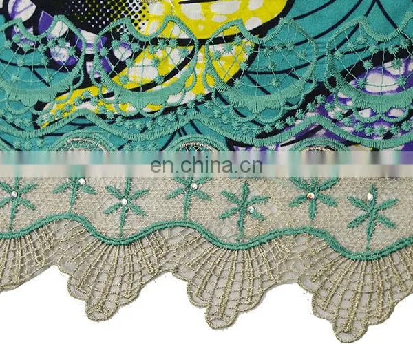 Nigeria New Fashionable Fabric Print Wax Mix Guipure Lace Fabric photo-3