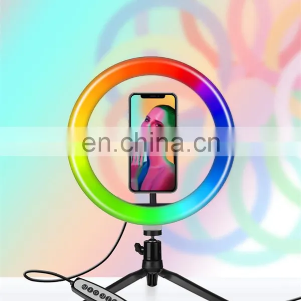Dimmable LED Portable 32 Colors Changing RGBW Photographic Lighting Selfie Ring Light With Tripod Stand photo-6
