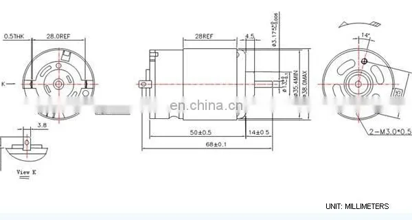 DC Brushed RC 540 Motor 7.2V, 7.2V Micro Brush DC Motor for RC Model photo-6