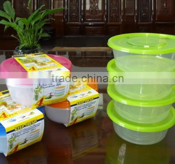 Supermarket Set of 4 Pcs Round Plastic Food Storage Container / Food Storage Box 650ml photo-2