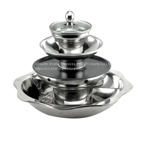 Stainless Steel Four Tier Pagoda Hot Pot Utensils of Barbecue Restaurant Special，available Gas-cooker