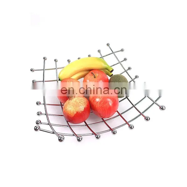 China New Style Storage Kitchen Organizer Wholesale Metal Silver Steel Fruit Basket photo-2