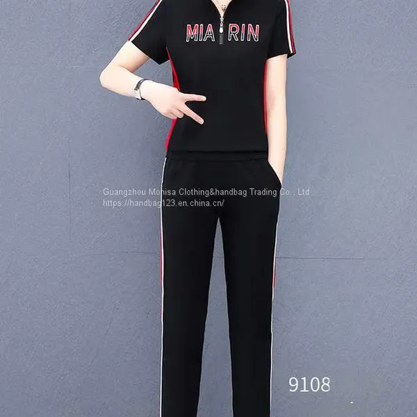 Monisa Female Sports Leisure Colors Suit With Short Sleeves and Long Trousers in Summer photo-3