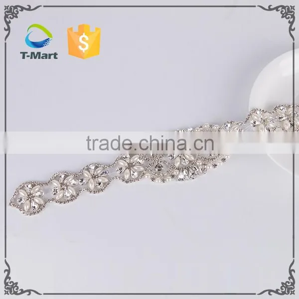 Wholesale Hot Fix/ Sew On/ Glue On Pearl Crystal Bridal Applique photo-2
