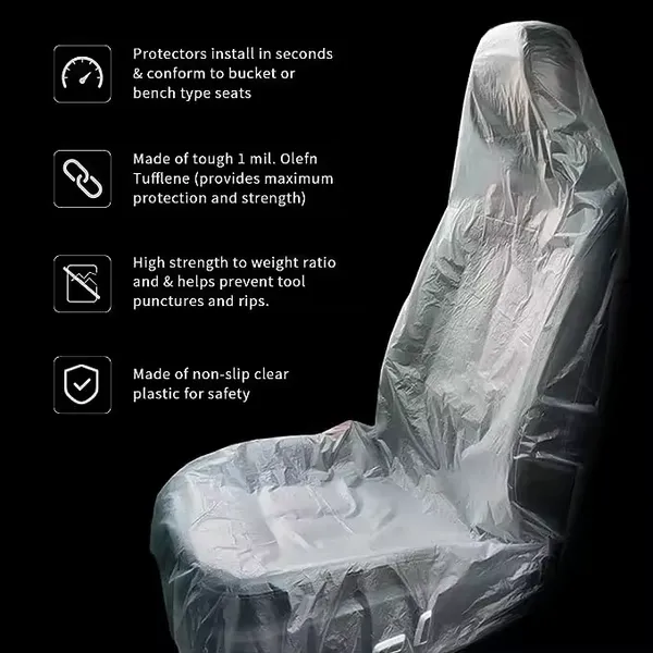 Car Disposable Universal Plastic Seat Covers for Car, Airplane, Restaurant, Bus Seats, Salon Chairs photo-2