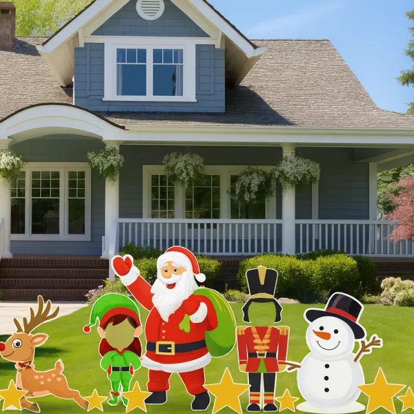 Merry Christmas Characters and Cutouts Yard Card Flair Set
