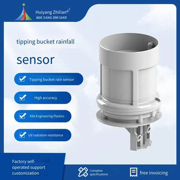 Huiyang Zhilian Rainfall Sensor, Iot Tipping Bucket Type Meteorological Monitoring Rain Gauge, Data Acquisition and Detection Instrument