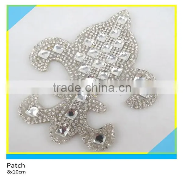 Hot Fix Crystal Rhinestone Applique Heart Shape Shiny Rhinestone Patch 11x21.5cm photo-5