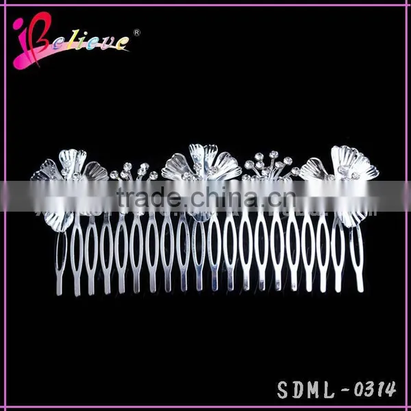 Low MOQ Rhinestone Hair Jewelry Flower Hair Comb Indian Wedding Hair Accessories
