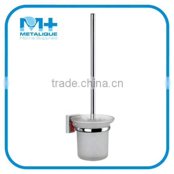 Modern Bathroom Accessories Zinc Chrome Decorative Toilet Brush Holder Wall Mounted 50009