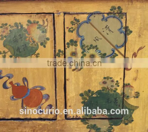 Asian Antique Vintage Hand Painted Mongolia Cabinet photo-3
