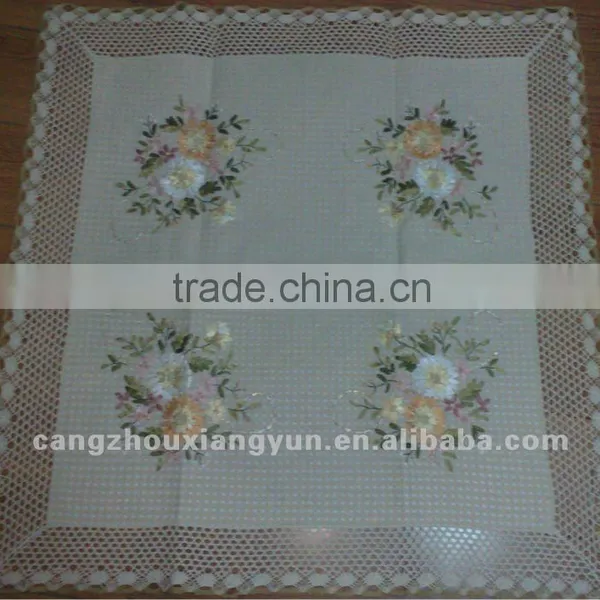 Ribbon embroidery crochet needlework tablecloth