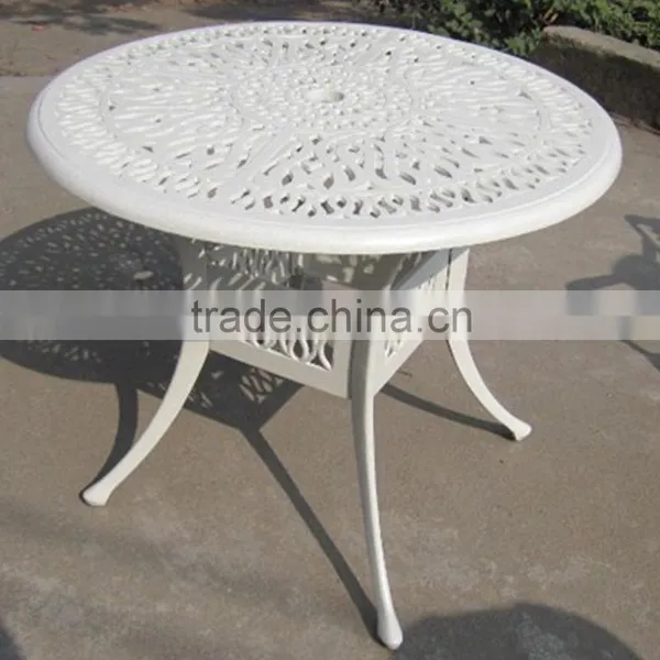 Outdoor Patio White Round Dining Table and Chairs Set Garden Furniture Cast Aluminium photo-4