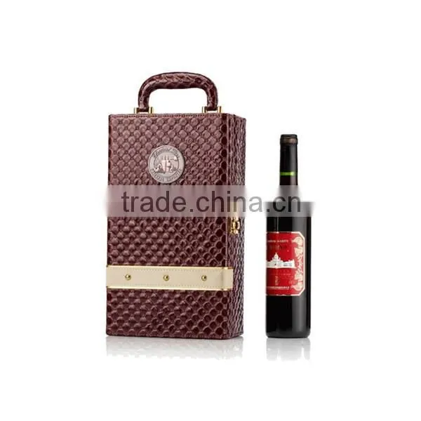 Custom Logo Printed 2 Bottle Leather Wine Packaging Box photo-2