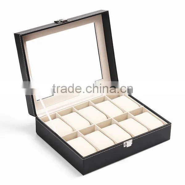 Custom Made Luxury 10 Slot Black Watch Storage Display Boxes photo-2