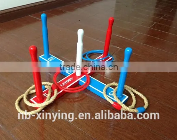 Hot Selling Wooden Ring Toss Game 5 Quoits Game Set