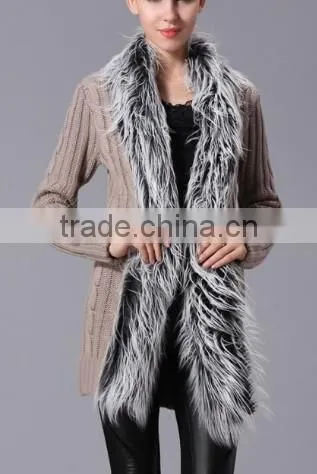 Fashion and Warm Ladies Fur Collar Cardigan Sweater photo-4