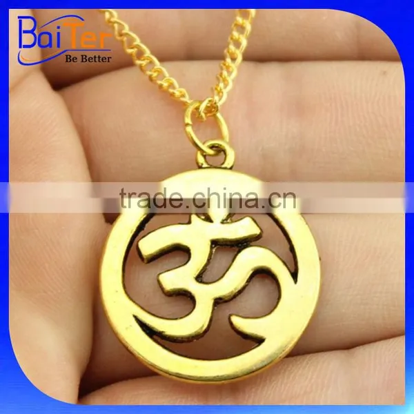 Fashion White Gold Plated Pave Cubic Zircon CZ 925 Sterling Silver Om Pendant photo-2