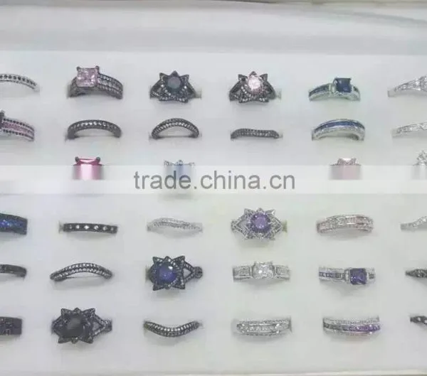 AAA Cubic Zirconia Black Plated Brass/925 Silver Finger Ring for Christmas photo-5