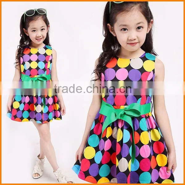 Girls Dress 2014 Summer Wear Polka Dot Skirt Color Sleeveless Dress Skirts Wholesale. photo-3